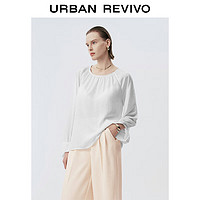 URBAN REVIVO 女士法式优雅气质温柔压褶罩衫衬衫 UWG240094