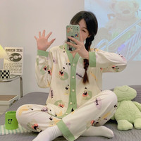 婧麒(JOYNCLEON)月子服春夏产后喂奶家居服休闲开衫睡衣套装 带帽贵宾狗 XL码