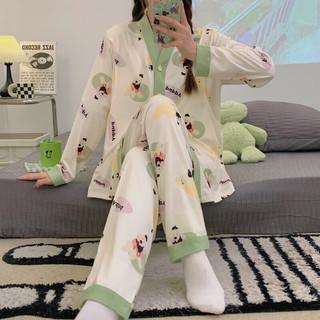 婧麒（JOYNCLEON）月子服春夏产后喂奶家居服休闲开衫睡衣套装 带帽贵宾狗 XL码