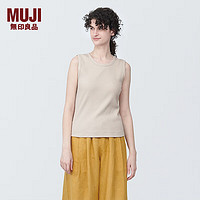 无印良品（MUJI） 女式 罗纹 背心 吊带上衣女款内搭打底 无袖 遮副乳 BB2PIA4S 淡黄色 XS 150/76A