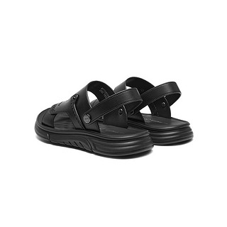 红蜻蜓沙滩鞋2024夏季舒适软底防滑透气老人凉鞋 WTT24124黑色44