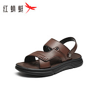红蜻蜓沙滩鞋2024夏季舒适软底防滑透气老人凉鞋 WTT24124棕色42