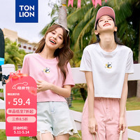 唐狮 TONLION2024新款女熊猫印花短款短袖T恤TB 本白