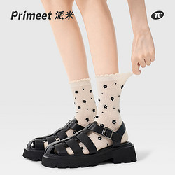 PRIMEET/派米 袜子女夏季薄款中筒袜日系甜美堆堆袜春秋花边袜棉袜