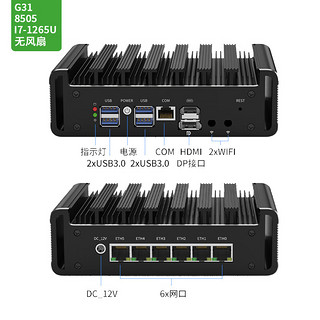 倍控N100电脑8505主机I7-1265U六网卡软路由工控机爱快软路由ROS维盟12代 G31F风N100六网 单DDR5 准系统 无内硬盘