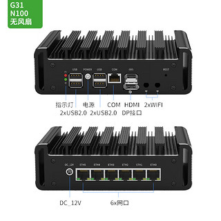 倍控N100电脑8505主机I7-1265U六网卡软路由工控机爱快软路由ROS维盟12代 G31F风N100六网 单DDR5 准系统 无内硬盘