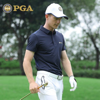 PGA 高尔夫服装男士短袖T恤 时尚运动球衣 高尔夫弹力衣服 PGA 101150-藏青色 XXL