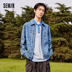 Semir 森马 牛仔外套男春秋新款时尚休闲男士卡通图案茄克