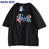 NASA GISS 旗舰店短袖T恤男国潮纯棉舒适上衣青少年男女同款 黑色 L