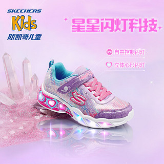 斯凯奇（Skechers）Skechers斯凯奇儿童闪灯鞋中大童儿童运动鞋休闲女童发光鞋 粉红色/多彩色/PKMT-302315L 33.5码