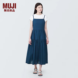 无印良品（MUJI） 女式 强捻 吊带连衣裙 女装裙子夏季纯棉全棉 BC2IKC4S 藏青色 XL 165/92A
