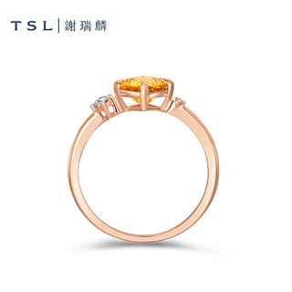 谢瑞麟（TSL）母亲节 18K金戒指甜蜜方糖系列钻石黄水晶指环BE607 圈号13