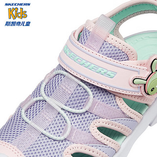 Skechers斯凯奇儿童休闲包头凉鞋夏季款女童网面休闲鞋319511L