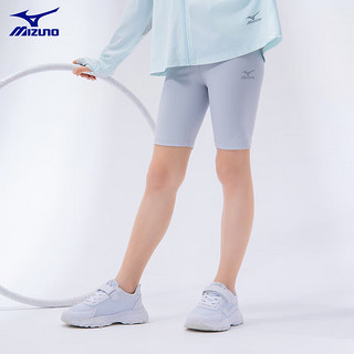 美津浓（MIZUNO）女童瑜伽短裤2024儿童装运动打底紧身弹力裤子夏 浅灰色 165cm