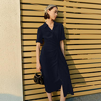 eifini 伊芙丽 结构设计感高质感二醋酸衬衫式连衣裙女24夏装新款小黑裙