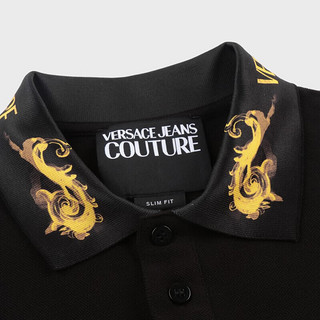 范思哲Versace Jeans Couture24春夏男士SEASONAL印花POLO衫 黑色 L