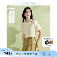 茵曼（INMAN）新中式盘扣凉感索罗纳T恤2024夏季女装新款短袖宽松显瘦上衣