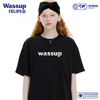 WASSUP FELIPE WASSUP纯棉T恤学院风运动短裤宽松夏季高街美式潮牌印花T恤O