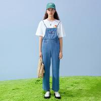 TEENIE WEENIE 牛仔裤女夏季薄款牛仔背带裤元气长裤舒适阔腿裤
