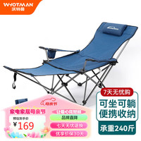 沃特曼(Whotman)户外折叠躺椅午休午睡办公室沙滩沙发懒人钓鱼71995蓝色 折叠躺椅丨可坐可躺【天空蓝】