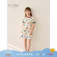 ERDOS KIDS鄂尔多斯童装24春夏精纺印花宽松纯棉女童短裤裤子