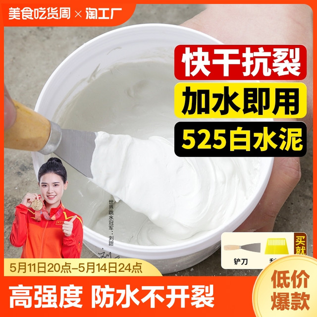 ALLGLL 高强度白水泥速干防水墙面填缝剂家用水泥地面修补砂浆白色水泥胶
