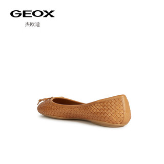 GEOX杰欧适女鞋2024春夏单鞋圆头舒适日常芭蕾鞋D35MUA 褐色C0013