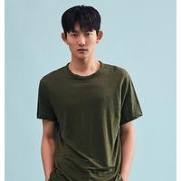 甘特夏季男士休闲通勤透气亚麻圆领短袖T恤|2033011