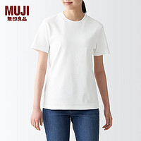 MUJI 無印良品 无印良品（MUJI）女式 双罗纹编织 圆领短袖T恤 上衣打底衫女款内搭 白色 BBA9CC4S M 160/84A