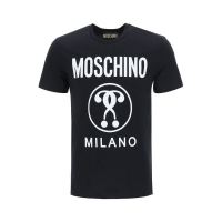 MOSCHINO 春夏圆领短袖T恤男装黑色撞色图案印花时尚舒适52