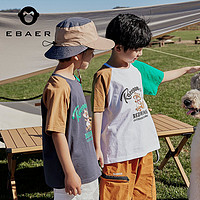 百亿补贴：EBAER 一贝皇城 童装男童短袖T恤儿童夏季2023新款上衣男孩字母印花半袖