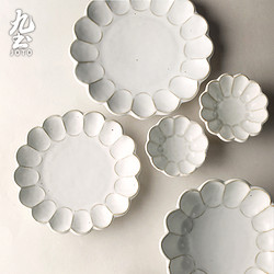 JOTO 九土 日式陶瓷盘子花瓣大碗汤面碟鱼菊皿2-4人餐具套装组器皿商用