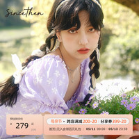 sincethen花园晨露设计感小众碎花泡泡袖连衣裙别致收腰裙子度假