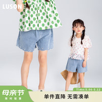 LUSON陈大猪女童牛仔短裤夏季新款儿童百搭休闲短裤 冰川蓝