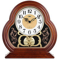 Compas 康巴丝 座钟古典欧式座钟复古客厅装饰台钟卧室床头石英钟 3096咖木色