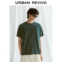 URBAN REVIVO 男士时尚休闲扎染棉质圆领短袖T恤 UML440087 灰绿 XS