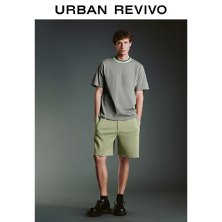 URBAN REVIVO 男装时尚休闲简约撞色圆领短袖T恤 UMF440116 中灰 XS