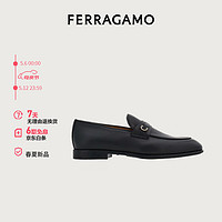 菲拉格慕（Ferragamo）男士黑色Gancini扣饰莫卡辛鞋 0768125_3E _ 90/44 