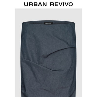 URBAN REVIVO 女士摩登魅力通勤褶皱显瘦直筒半身裙 UWJ540022 紫灰蓝 M