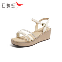 红蜻蜓 RED DRAGONFLY坡跟拖鞋女2024夏季时尚松糕鞋外穿气质女凉鞋 WFK24035