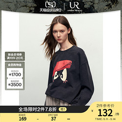 UR 预售UR2023秋冬女装时尚休闲百搭时髦印花宽松长袖T恤UWL430098