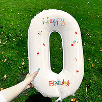 SHICAI 仕彩 白色印花数字气球装饰品儿童生日派对场景布置户外手持拍照道具0