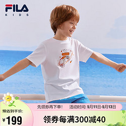 FILA 斐乐 儿童童装2024夏季中大童男女童短袖星球T恤休闲上衣