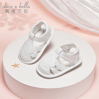 戴维贝拉（DAVE＆BELLA）婴儿步前鞋女宝宝鞋子0-3岁软底小童凉鞋2024夏季幼儿室内鞋 米白 18码