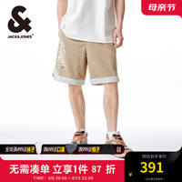 杰克·琼斯(JACK&JONES)夏季新款NBA联名雄鹿队潮个性字母胶印运动宽松短裤男22429F022 E11 卡其色 E11 卡其色 1