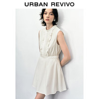 URBAN REVIVO 女士法式高级感叠层木耳边连衣裙 UWU740077 本白 M