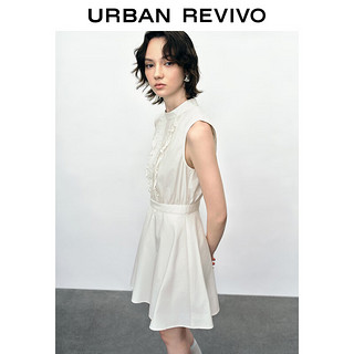 URBAN REVIVO 女士法式高级感叠层木耳边连衣裙 UWU740077 本白 XS
