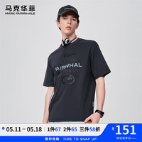 马克华菲【纯棉】字母印花宽松短袖T恤男士2024夏季潮牌休闲百搭上衣 015深灰 XL