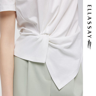 歌力思（ELLASSAY）2024春夏设计感小众百搭扭结短袖T恤女EWD352Z00900 纯净白 XS