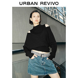 URBAN REVIVO UR2024春季新款女装设计感修身镂空针织衫UWG940036